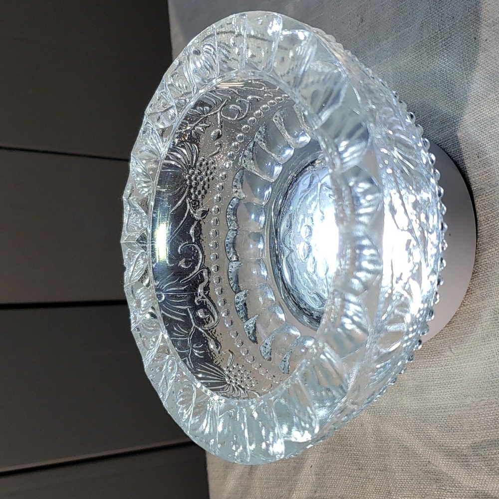 Crystal candle holder 5in pressed glass